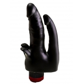 Чёрный вибромассажёр с двумя стволами и лепестками - 17 см. - LOVETOY (А-Полимер)