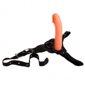 Гладкий фаллоимитатор с крупной головкой на ремешках - 19,7 см. - Baile купить в Ставрополе с доставкой в Orgasmix.ru Гладкий фаллоимитатор с крупной головкой на ремешках - 19,7 см. - Baile - купить с доставкой в Ставрополе