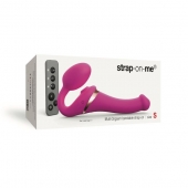 Ярко-розовый безремневой страпон Multi Orgasm Size S с клиторальной стимуляцией - Strap-on-me - купить с доставкой в Ставрополе