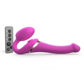 Ярко-розовый безремневой страпон Multi Orgasm Size S с клиторальной стимуляцией - Strap-on-me - купить с доставкой в Ставрополе