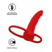 Красная насадка на пенис для двойного проникновения Black Red - 16,5 см. - ToyFa - купить с доставкой в Ставрополе