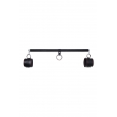 Черная распорка для ног с кожаными манжетами - Pecado - купить с доставкой в Ставрополе