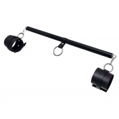 Черная распорка для ног с кожаными манжетами - Pecado - купить с доставкой в Ставрополе