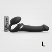 Черный безремневой страпон Multi Orgasm Size L с клиторальной стимуляцией - Strap-on-me - купить с доставкой в Ставрополе