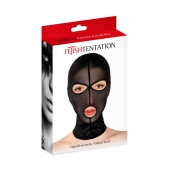 Черная сетчатая маска на голову с отверстиями для глаз и рта - Fetish Tentation - купить с доставкой в Ставрополе