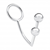 Кольцо на пенис с анальным стимулятором Two Bead Stainless Steel Anal Hook   Cock Ring - BlueLine - в Ставрополе купить с доставкой