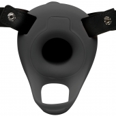 Черный полый страпон с вибрацией 2’’ Erection 28X Smooth Vibrating Silicone Penis Sheath - XR Brands - купить с доставкой в Ставрополе