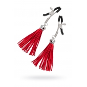 Зажимы на соски «Прищепки» с красными кисточками из замши - Pecado - купить с доставкой в Ставрополе