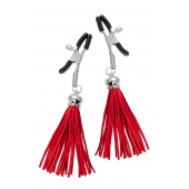 Зажимы на соски «Прищепки» с красными кисточками из замши - Pecado - купить с доставкой в Ставрополе