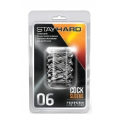 Прозрачная насадка с объёмными чёрточками STAY HARD COCK SLEEVE 06 CLEAR - Blush Novelties - в Ставрополе купить с доставкой
