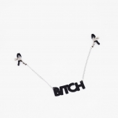 Зажимы на соски с кожаной подвеской Bitch - Crazy Handmade - купить с доставкой в Ставрополе
