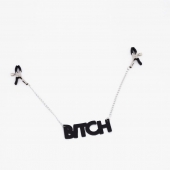 Зажимы на соски с кожаной подвеской Bitch - Crazy Handmade - купить с доставкой в Ставрополе