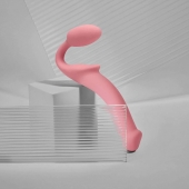 Розовый безремневой страпон Strap-on-me Semi-Realistic Bendable Strap-On size M - Strap-on-me - купить с доставкой в Ставрополе