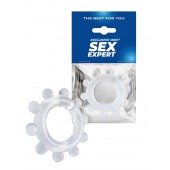 Прозрачное эрекционное кольцо со стимулирующими шариками - Sex Expert - в Ставрополе купить с доставкой