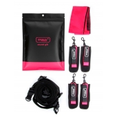 Черно-розовый эротический набор: фиксатор, оковы, наручники, повязка - Erokay - купить с доставкой в Ставрополе