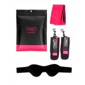 Черно-розовый эротический набор: маска, наручники и повязка - Erokay - купить с доставкой в Ставрополе