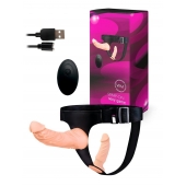 Женский страпон с 2 насадками, вибрацией и пультом ДУ - Erowoman-Eroman - купить с доставкой в Ставрополе