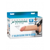 Телесный пустотелый фаллопротез 5’’ Hollow Silicone Strap-On - 14 см. - Pipedream - купить с доставкой в Ставрополе