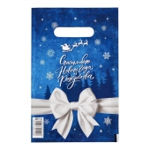 Сине-белый подарочный новогодний пакет с вырубной ручкой (20х30 см) - Сима-Ленд - купить с доставкой в Ставрополе