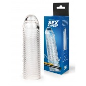 Прозрачная закрытая насадка на пенис с ребрышками - 16 см. - Sex Expert - в Ставрополе купить с доставкой