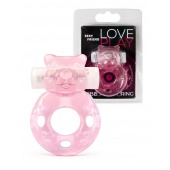 Розовое эрекционное виброкольцо в форме мишки - 1137 - в Ставрополе купить с доставкой