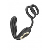 Черная анальная пробка с вращением и эрекционными кольцами - Ibiza - в Ставрополе купить с доставкой