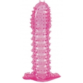 Гелевая розовая насадка с шипами - 12 см. - Toyfa Basic - в Ставрополе купить с доставкой