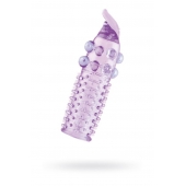 Гелевая фиолетовая насадка с шариками, шипами и усиком - 11 см. - Toyfa Basic - в Ставрополе купить с доставкой