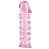 Гелевая розовая насадка на фаллос с шипами - 12 см. - Toyfa Basic - в Ставрополе купить с доставкой