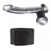 Чёрная утяжка на мошонку 1  Velcro Ball Stretcher - BlueLine - купить с доставкой в Ставрополе