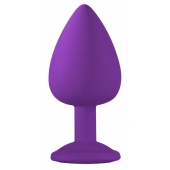 Большая фиолетовая анальная пробка Emotions Cutie Large с голубым кристаллом - 10 см. - Lola Games - купить с доставкой в Ставрополе