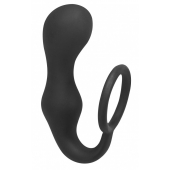 Чёрное эрекционное кольцо с анальной пробкой Double Pleasure Anal Plug - Lola Games - в Ставрополе купить с доставкой