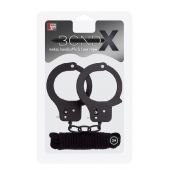 Чёрные наручники из листового металла в комплекте с веревкой BONDX METAL CUFFS LOVE ROPE SET - Dream Toys - купить с доставкой в Ставрополе