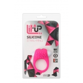 Розовое эрекционное кольцо с щеточкой LIT-UP SILICONE STIMU RING 5 - Dream Toys - в Ставрополе купить с доставкой