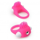 Розовое эрекционное кольцо с щеточкой LIT-UP SILICONE STIMU RING 5 - Dream Toys - в Ставрополе купить с доставкой