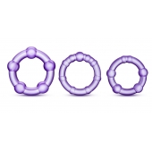 Набор из 3 фиолетовых эрекционных колец Stay Hard Beaded Cockrings - Blush Novelties - в Ставрополе купить с доставкой