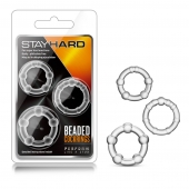 Набор из 3 прозрачных эрекционных колец Stay Hard Beaded Cockrings - Blush Novelties - в Ставрополе купить с доставкой