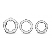 Набор из 3 прозрачных эрекционных колец Stay Hard Beaded Cockrings - Blush Novelties - в Ставрополе купить с доставкой