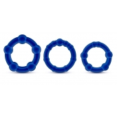 Набор из 3 синих эрекционных колец Stay Hard Beaded Cockrings - Blush Novelties - в Ставрополе купить с доставкой