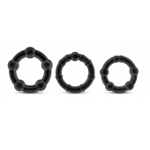 Набор из 3 чёрных эрекционных колец Stay Hard Beaded Cockrings - Blush Novelties - в Ставрополе купить с доставкой