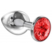 Большая серебристая анальная пробка Diamond Red Sparkle Large с красным кристаллом - 8 см. - Lola Games - купить с доставкой в Ставрополе