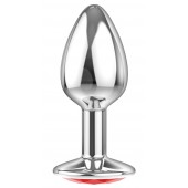 Малая серебристая анальная пробка Diamond Red Sparkle Small с красным кристаллом - 7 см. - Lola Games - купить с доставкой в Ставрополе