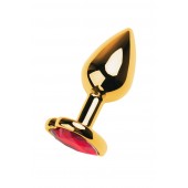 Золотистая анальная пробка с кристаллом-сердцем - 7,5 см. - ToyFa - купить с доставкой в Ставрополе