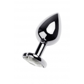 Серебристая анальная пробка с прозрачным кристаллом-сердцем - 8 см. - ToyFa - купить с доставкой в Ставрополе