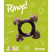 Чёрное эрекционное кольцо Rings Screw - Lola Games - в Ставрополе купить с доставкой