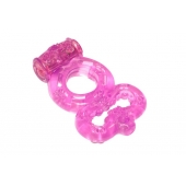 Розовое эрекционное кольцо Rings Treadle с подхватом - Lola Games - в Ставрополе купить с доставкой