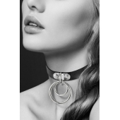 Черный чокер с двумя кольцами - Bijoux Pour Toi - купить с доставкой в Ставрополе