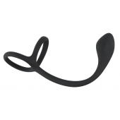 Эрекционное кольцо с утяжкой на мошонку и анальным плаг Black Velvets - Orion - в Ставрополе купить с доставкой