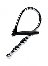 Серебристый уретральный плаг-бусины TOYFA Metal с мягким фиксириющим кольцом - ToyFa - купить с доставкой в Ставрополе