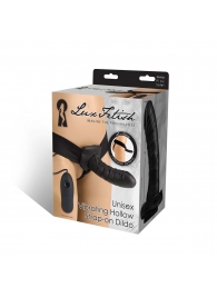 Чёрный полый страпон с вибрацией Unisex Vibrating Hollow Strap-On - 14 см. - Lux Fetish - купить с доставкой в Ставрополе